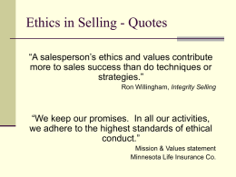 Ethics in Selling