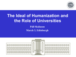 The Ideal of Humanization and the Role of Universities