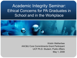 Academic Integrity Seminar: Ethics and Public