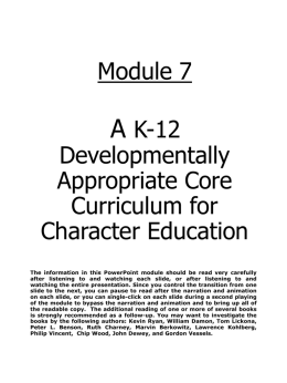 Character Education Module 7: Curriculum
