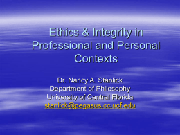 Ethics & Integrity in Professional and Personal