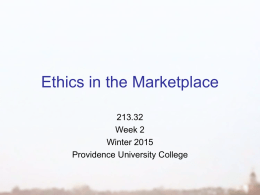 Ethics in the Marketplace - Providence University College