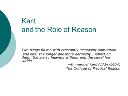Kant and the Role of Reason
