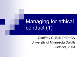 Managing for ethical conduct (1)