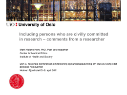 Including persons who are civilly committed in research – comments