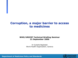 Corruption, a major barrier to access to medicines