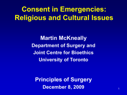 POS Religious Issues 2009 - Department of Surgery