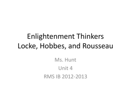 Enlightenment Thinkers Locke, Hobbes, and