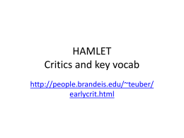 HAMLET and the Revengers tragedy critical quotesx