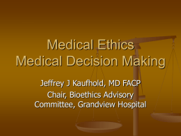 Medical Ethics Medical Decision Making