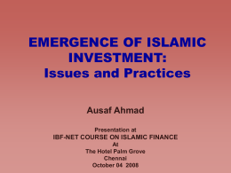 Islamic Investments - Indian Centre For Islamic Finance