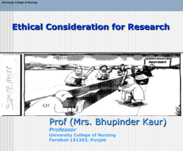 Ethical Consideration for Research