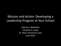 Developing a Leadership Program