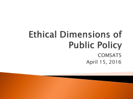 Ethical Dimensions of Public Policy