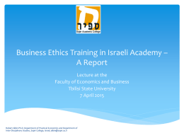 Business Ethics in Israeli Academy – A Report