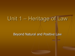 Unit 1 – Heritage of Law