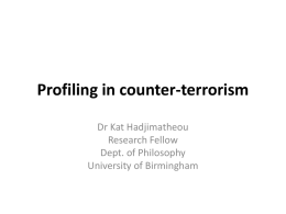 (University of Birmingham, UK): Profiling in Counter