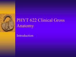PHYT 622 Clinical Gross Anatomy