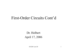 First-Order Circuits cont'd