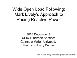 FERC Task Force on Pricing Reactive Power