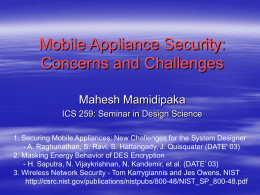 Mobile Appliance Security: Challenges and Concerns