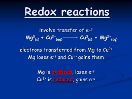 Redox reactions - Cardinal Newman