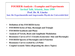 FOURIER-Analysis : Examples and Experiments Prof. Dr. R