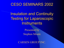 CESO SEMINARS 2002 Insulation Testing and Continuity for