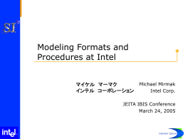 Modeling Formats and Procedures at Intel
