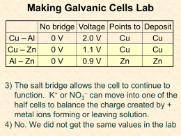 PowerPoint - Galvanic Cells Lab Answers - Half-Cell