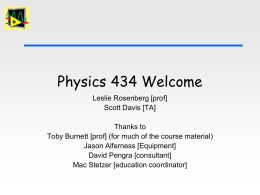 Physics 434 Welcome