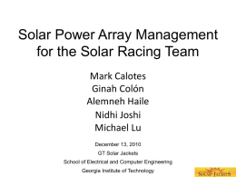 Solar Power Array Management for the Solar Racing Team