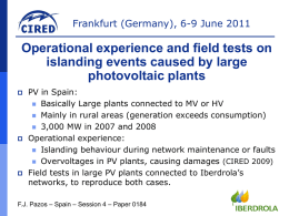 Operational experience and field tests on islanding events caused