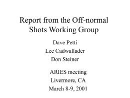 Off Normal Shots for KrF Lasers
