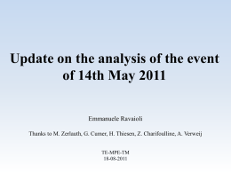 Event of 14 th May 2011