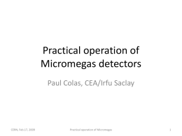 Practical operation of Micromegas detectors - Irfu