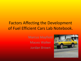 Factors Affecting the Development of Fuel Efficient Cars
