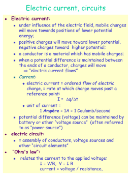 Electric current, circuits