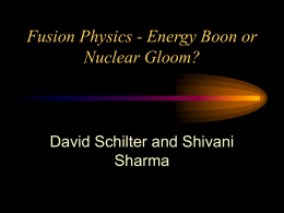 Fusion Physics - Energy Boon or Nuclear Gloom?