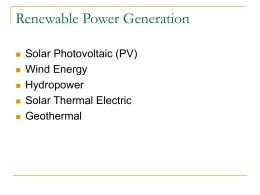 Renewable Power Generation