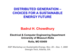Distributed Resources - Choices for a Sustainable Energy Future