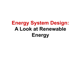 Energy System Design: A Look at Renewable Energy