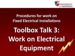 Work on Electrical Equipment (Revision 1)