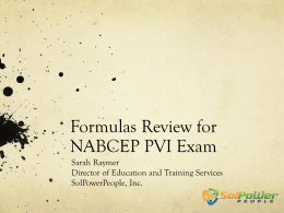 Formulas Review for NABCEP PVI Exam