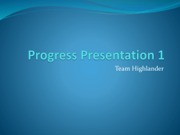 Progress Presentation 1