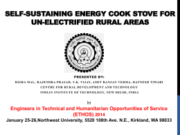 Energy cook stove for off grid rural areas