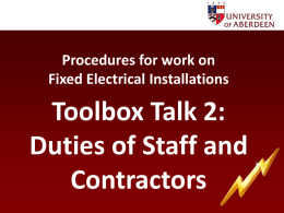 Electrical procedures Toolbox Talk 2