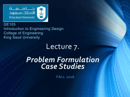 Lecture 07 - Problem Formulation
