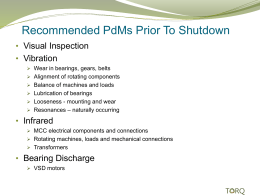 Recommended PdMs Prior To Shutdown