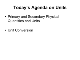 Physical Quantities and Units
